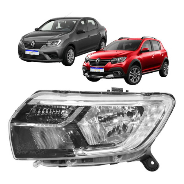 Farol Renault Sandero Logan 2020 2021 2022 2023 2024 Led Le