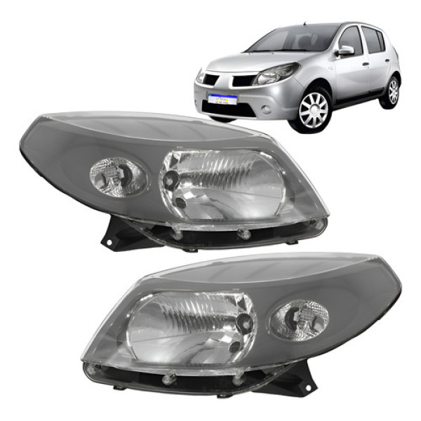 Par Farol Renault Sandero 2008 2009 2010 2011 M.cinza Novo Direito