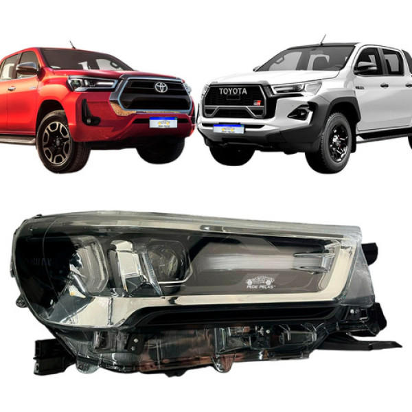 Farol Hilux Full Led 2021 2022 2023 2024 2025 Aro Cromado Ld