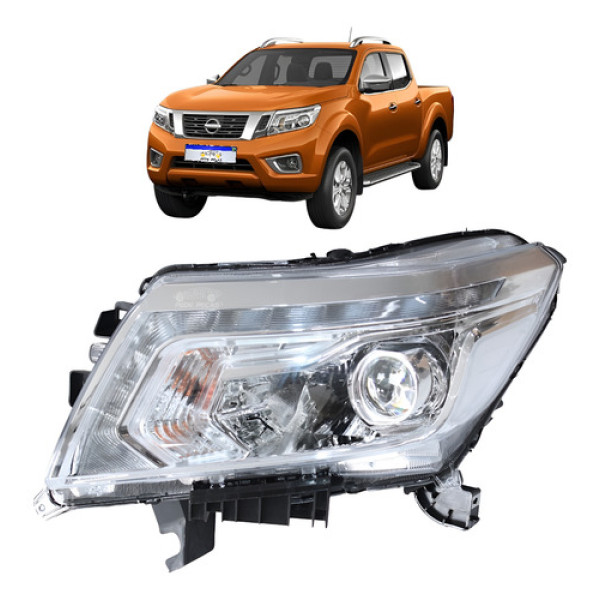 Farol Nissan Frontier 2017 2018 2019 2020 A 2022 Cromado Le Esquerdo/motorista
