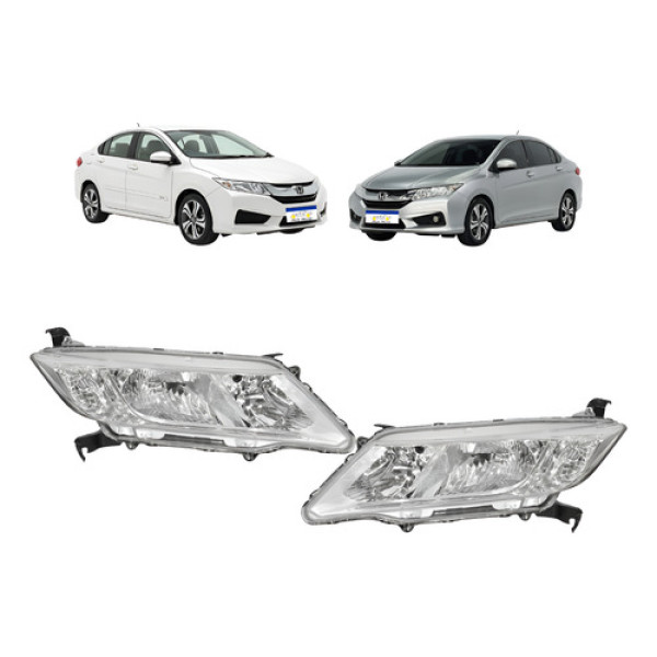 Par Farol City 2015 2016 2017 Cromado Novo Eletrico C Motor - Ambos Lados