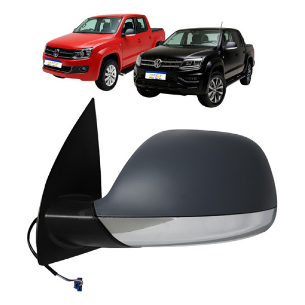 Retrovisor Le Amarok 2010 A 2025 Capa Cinza Inferior Cromado Esquerdo