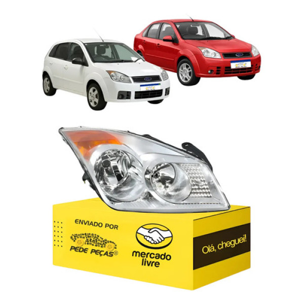 Farol Ford Fiesta 2008 2009 2010 L.d Novo Direito