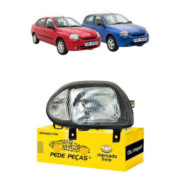 Farol Renault Clio Hatch Sedan 1999 2000 01 02 2003 Novo L.d Direito/passageiro