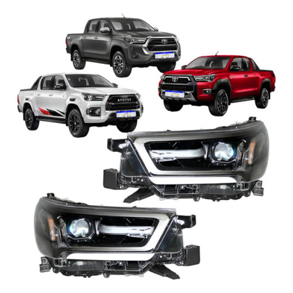 Farol Toyota Hilux 2021 2022 2023 24 Full Led Moldura Cinza