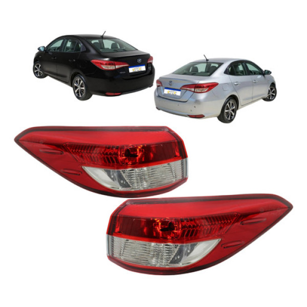 Par Lanterna Toyota Yaris Sedan 2019 2020 2021 A 2025 Canto Ambos Lados Vermelho