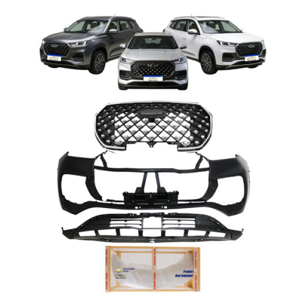 Kit Parachoque Spoiler Grade Tiggo 8 2023 2024 2025 2026 Preto