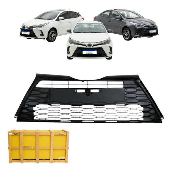 Grade Central Toyota Yaris Hatch/sedan Xls 2023 2024 2025 Preto Brilhante