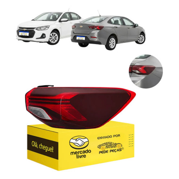 Lanterna Onix Plus 2020 21 22 23 24 25 S/led C/avaria Ld Direito/passageiro Vermelho