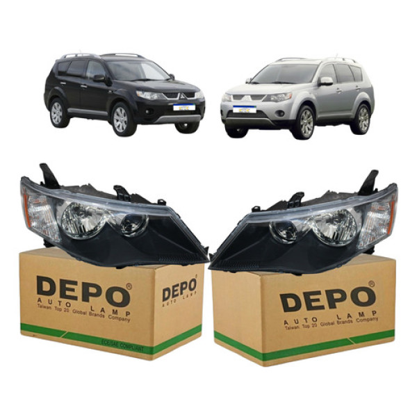 Par Farol Mitsubishi Outlander Foco Manual 2007 2008 2009 Ambos Lados