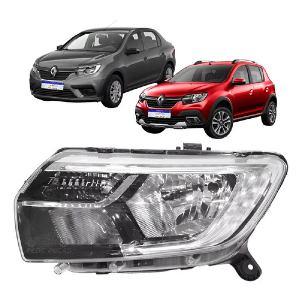 Farol Renault Sandero Logan 2020 2021 2022 2023 2024 Led