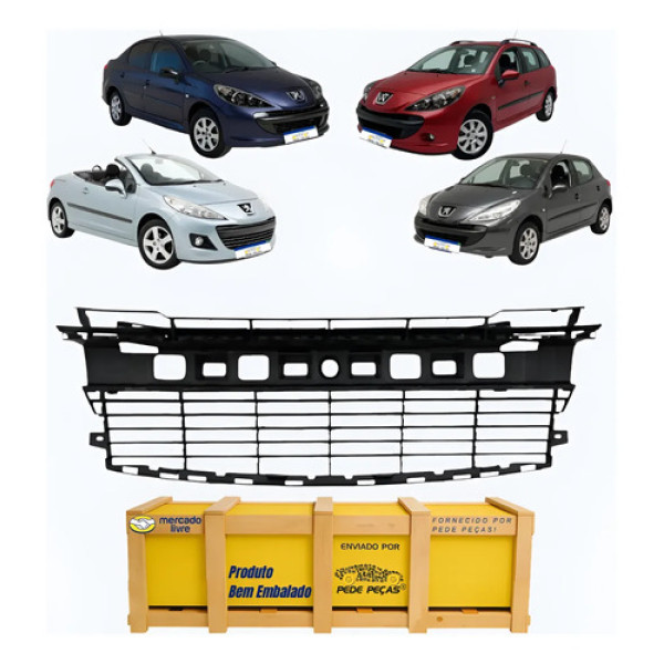 Grade Central Peugeot 207 2008 A 2011 Novo Preto