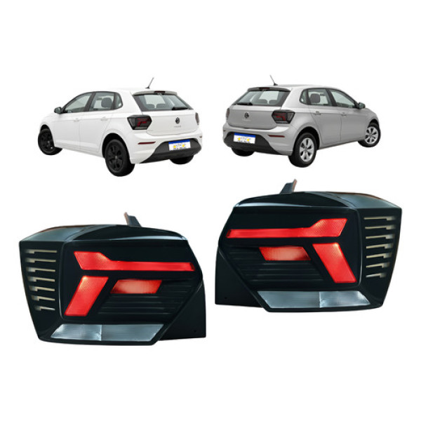 Par Lanterna Sinaleira Traseira Vw Polo 2024 2025 2026 Nova Ambos Lados Preto