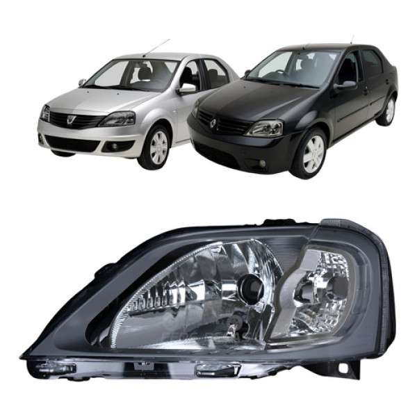 Farol Esquerdo Renault Logan 2007 2008 A 2013 Macara Cinza Esquerdo/motorista
