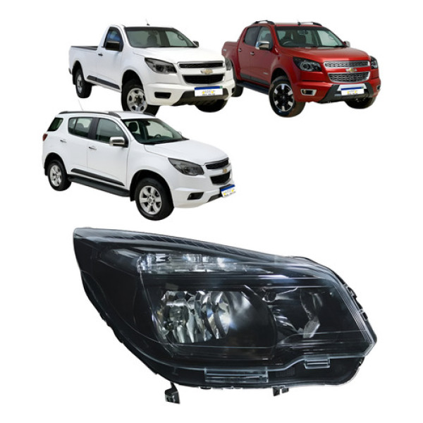Farol Ld Chevrolet S10 Trailblazer 2012 A 2016 Mascara Negra Direito/passageiro