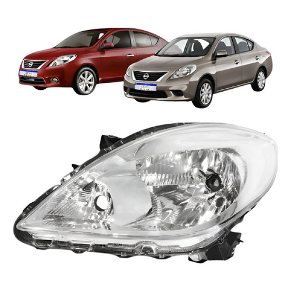 Farol Nissan Versa 2011 2012 2013 2014 Cromado Novo Le Esquerdo/motorista