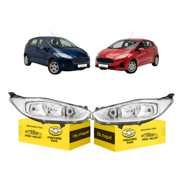 Farol Ford New Fiesta 2013 2014 2015 2016 A 2019 Cromado Par Direito