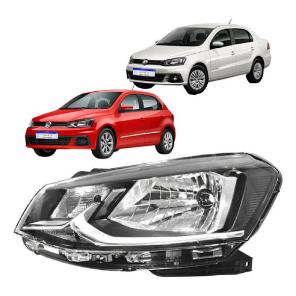 Farol Vw Gol Voyage G7 2017 2018 Friso Cromado Le Novo - Esquerdo