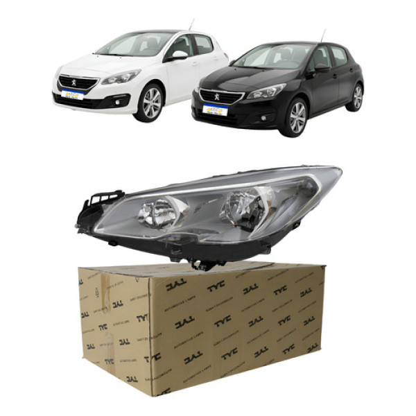 Farol Mascara Cromada Peugeot 308 2016 A 2019 Esquerdo Novo - Esquerdo/motorista