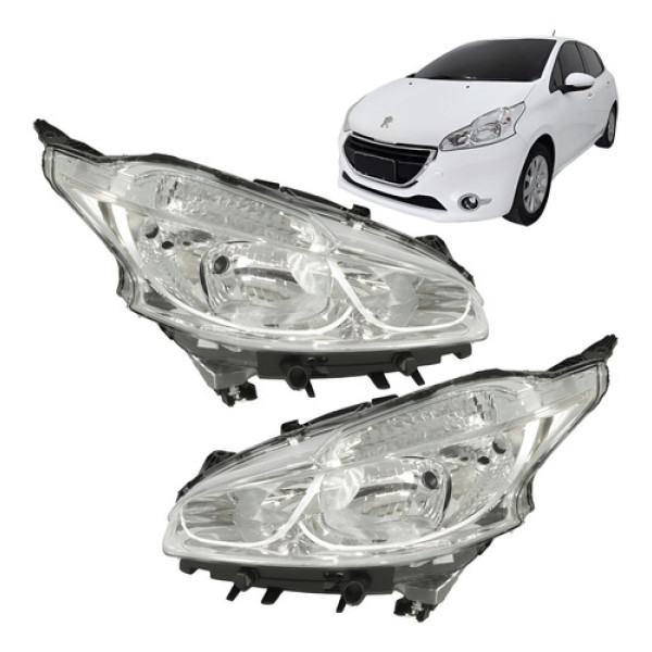 Farol Peugeot 208 2013 2014 2015 2016 2017 Cromado Novo Par Direito