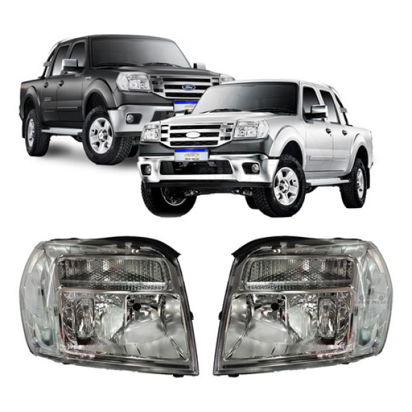 Par Farol Ford Ranger 2009 2010 2011 2012 Cromado Novo - Ambos Lados