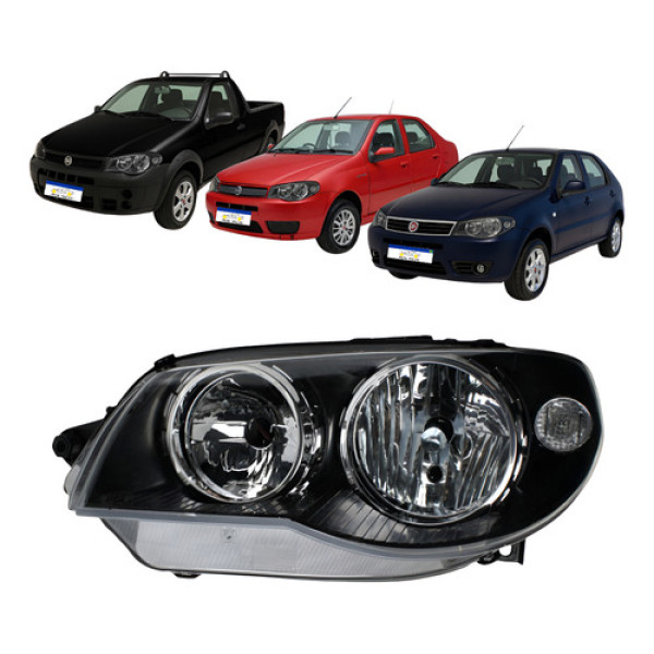 Farol Mascara Negra Fiat Palio Siena Strada 2004 A 2017 Le Esquerdo/motorista
