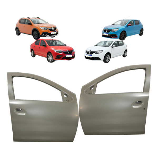 Par Porta Sandero Logan 2014 2015 2016 2017 2018 19 A 2024 - Dianteira - Ambos Os Lados - Cinza