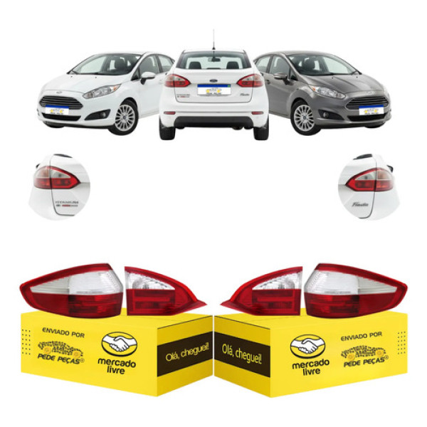 Jogo Lanternas Canto Tampa Ford Fiesta Sedan 2014 15 16 2017 Ambos Lados Cristal