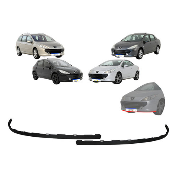 Saia Spoiler Bigode Inferior Peugeot 307 2007 A 2012 Novo - Preto