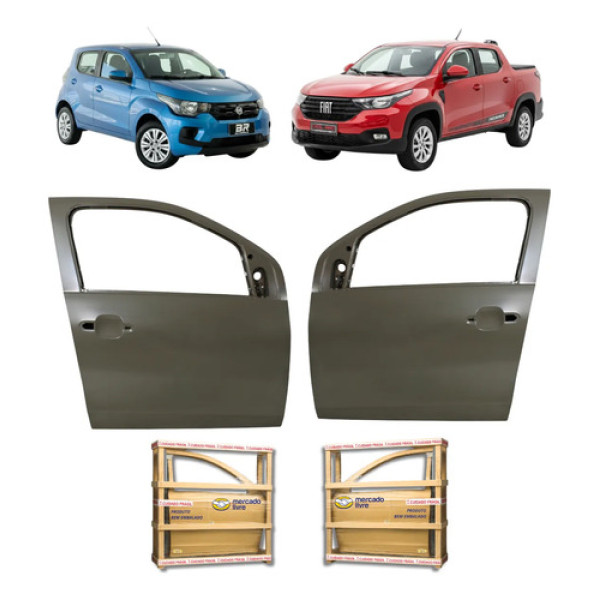Par Portas Dianteira Fiat Strada 2021 2022 2023 A 2026 Novas Dianteira Ambos Os Lados Cinza