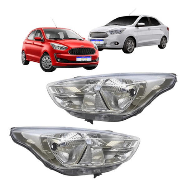 Par Farol Ford Ka 2019 2020 2021 Cromado Novo