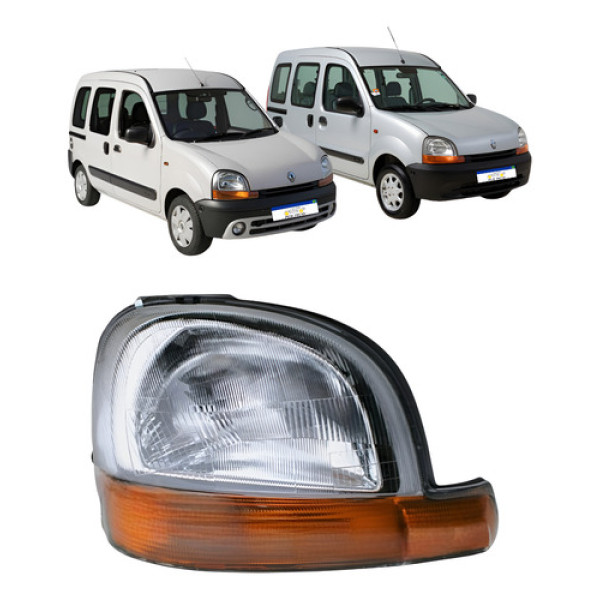 Farol Direito Renault Kangoo 1997 A 2008 Cromado Pisca Ambar