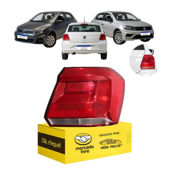 Lanterna Vw Gol G7 G8 2017 2018 2019 2020 2021 2022 2023 L.d Direito/passageiro Vermelho