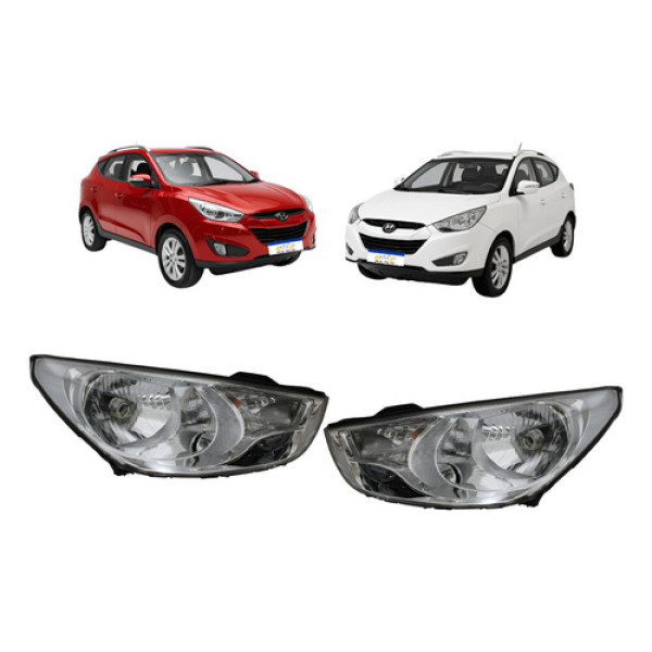 Par Farol Hyundai Ix35 2010 2011 A 2015 Cromado Foco Simples Ambos Lados