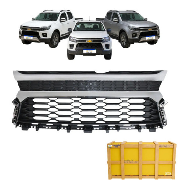 Grade Central Chevrolet S10 2021 22 23 2024 Nova Cromada Preto/cromado Fosco/brilhante