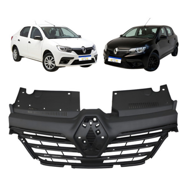 Grade Radiador Sandero E Logan 2020 21 A 2024 S/emblema Novo Preto Fosco