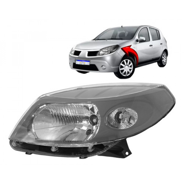 Farol Renault Sandero 2008 2009 2010 2011 M.cinza L.e