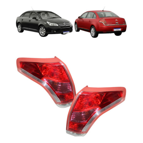 Par Lanterna Citroen C4 Pallas 2007 2008 2009 2010 2011 2012 Ambos Lados Vermelho