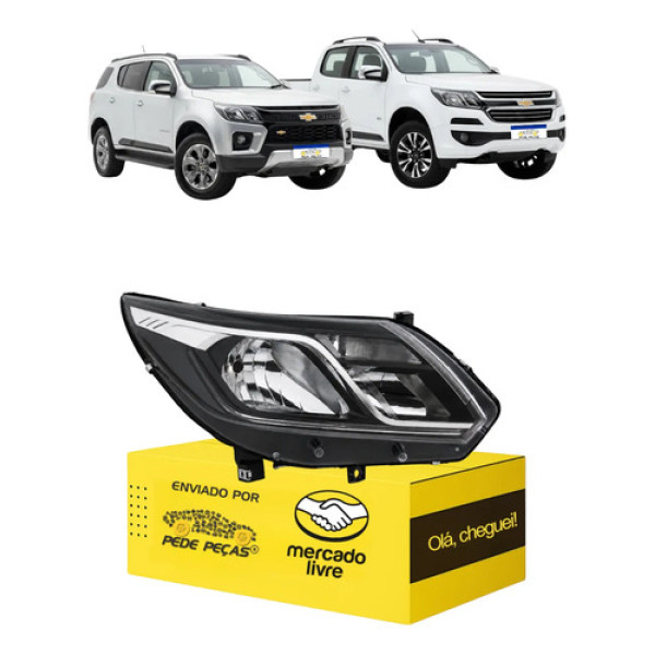 Farol S10 Trailblazer 2017 2018 19 A 2024 C/led C/avaria Ld Direito/passageiro