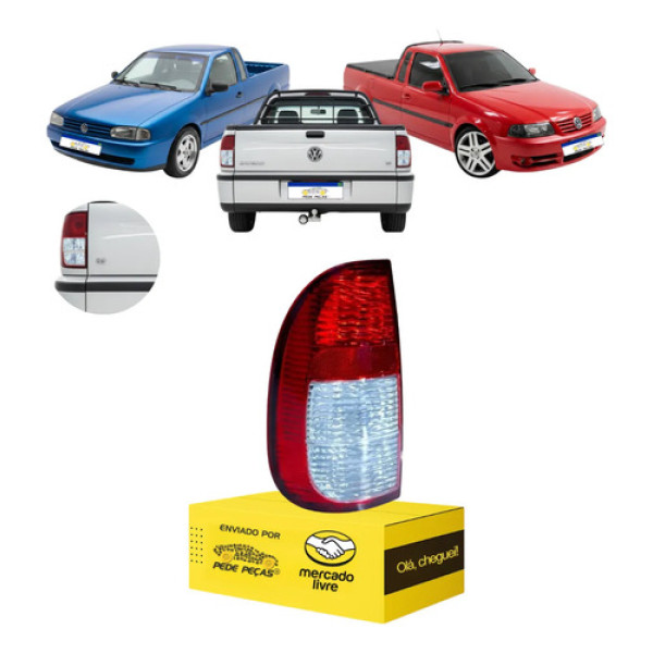 Lanterna Vw Saveiro G2 G3 1998 99 2000 01 02 03 04 2005 Le Esquerdo/motorista Vermelho Cristal