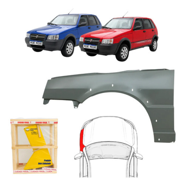 Paralama Fiat Uno Mille Way 2005 06 07 08 09 A 2013 Novo L.e