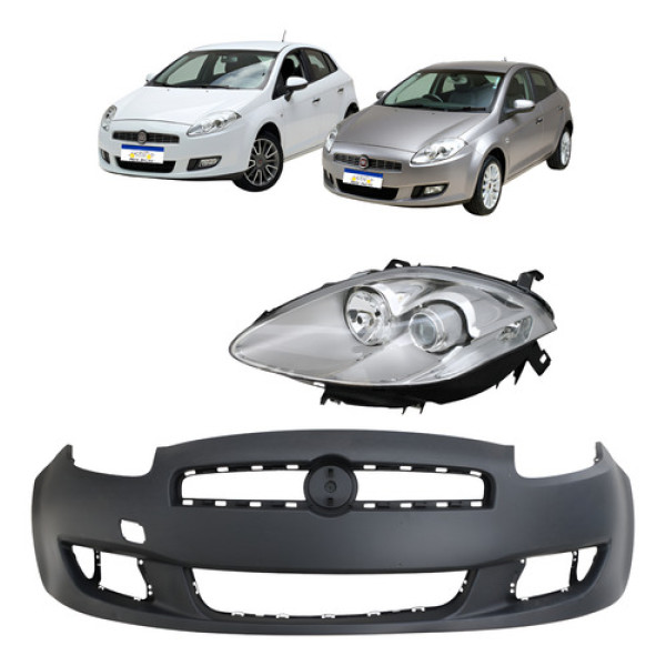 Farol Esquerdo Motorista Parachoque Fiat Bravo 2011 A 2014 Preto