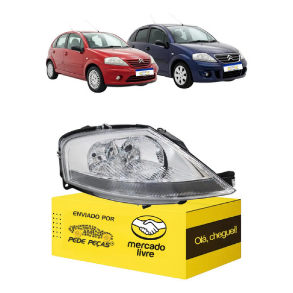 Farol Citroen C3 2003 04 05 06 07 08 09 A 2012 Elétrico L.d Direito/passageiro