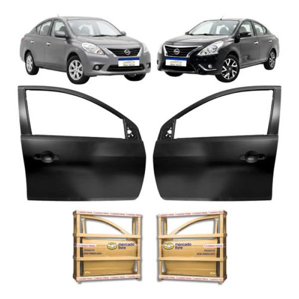 Par Porta Dianteira Versa 2011 A 2020 S Sl Sv Novo Dianteira Ambos Os Lados Preto