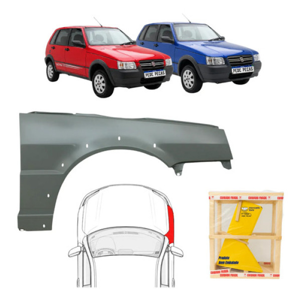 Paralama Fiat Uno Mille Way 2005 06 07 08 09 A 2013 Novo L.d