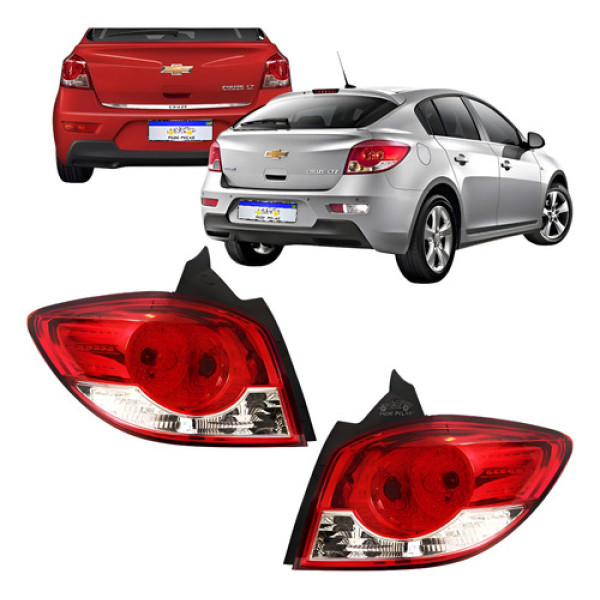 Par Lanterna Cruze 2011 2012 2013 2014 2015 2016 Hatch Novo Ambos Lados Vermelho