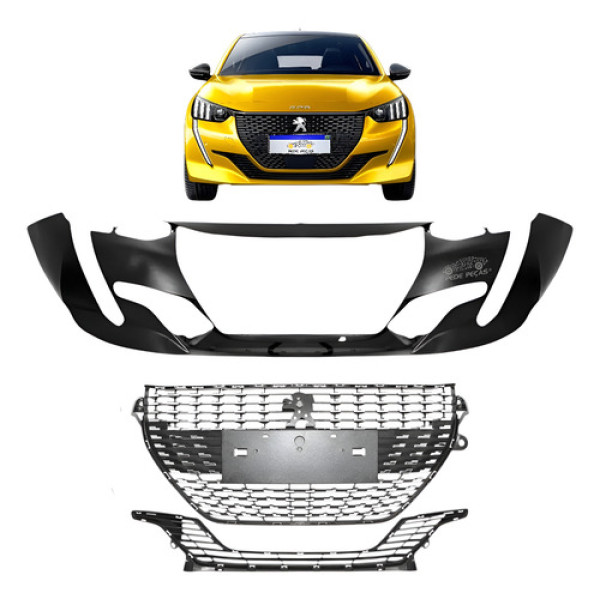 Kit Parachoque Grade Peugeot 208 2020 2021 A 2024 Allure - Preto