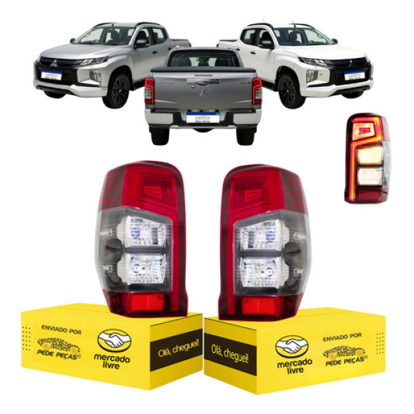 Par Lanterna L200 2021 2022 2023 2024 2025 Com Led Novo Ambos Lados Vermelho