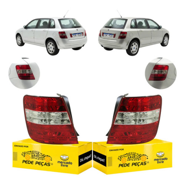 Par Sinaleira Traseira Fiat Stilo 2002 2003 2004 05 06 2007 Ambos Lados Vermelho Cristal