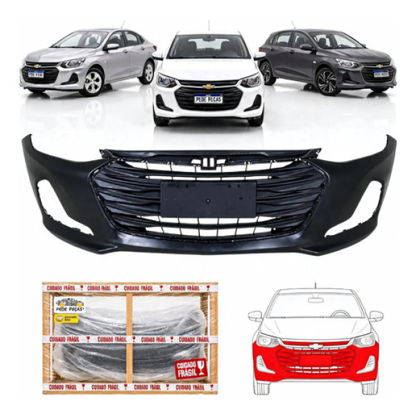 Parachoque Dianteiro Chevrolet Onix Plus 2020 A 2025 C/grade Preto Liso Para Pintura